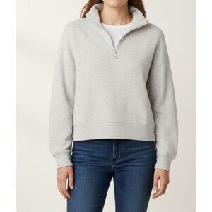 Lou & Grey Signature Soft Plus 1/4 Zip Sweater Gray Heather NWT Sz S Women’s